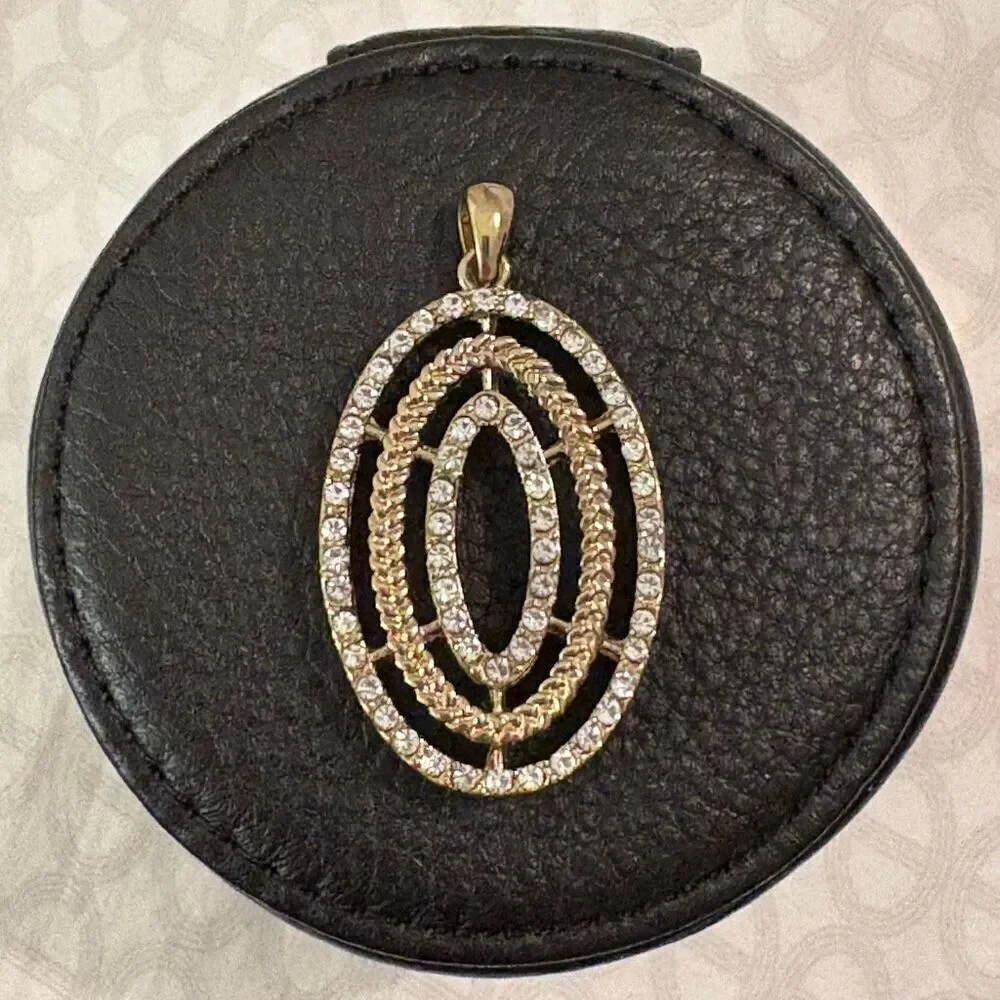 Gold Tone and Crystal Oval Pendant